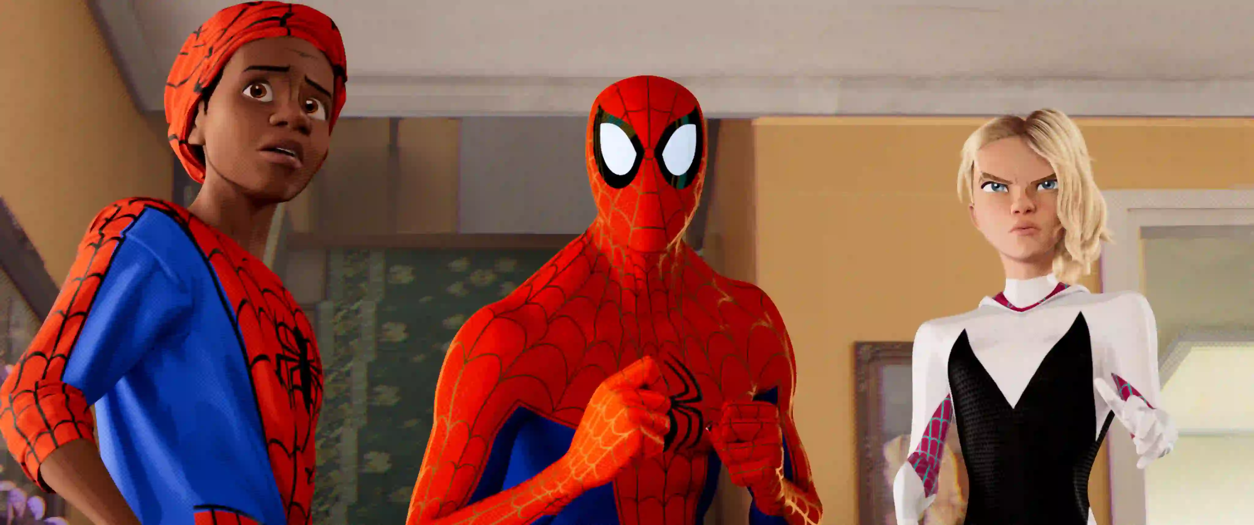 Miles Morales, Peter Parker, and Gwen Stacy are Spider-people in the same universe.