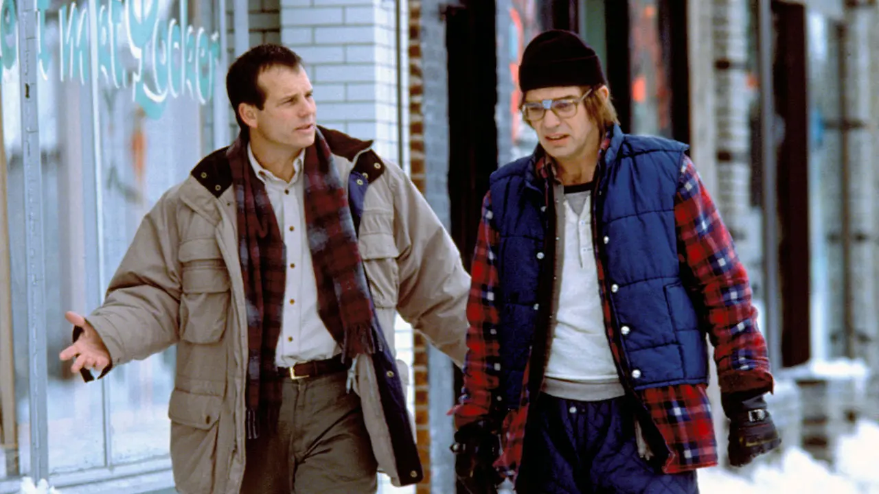 Two brothers walk down the street debating a contentious subject.